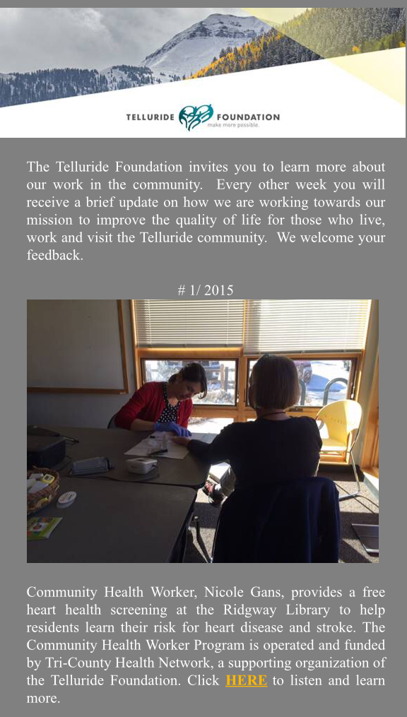 Telluride Foundation Community work infographic