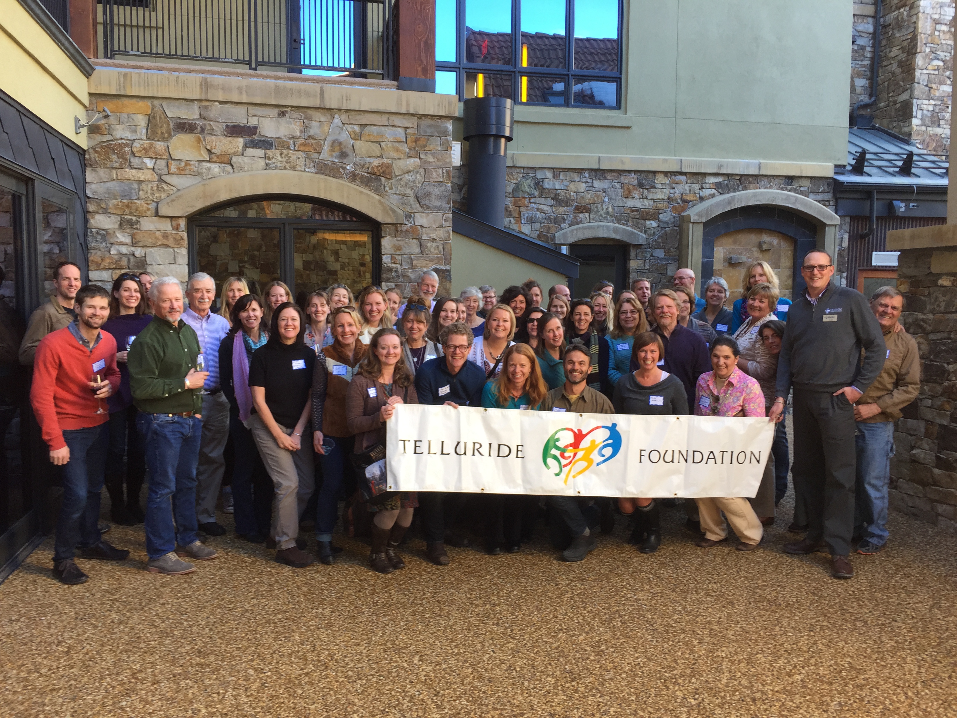 Group holding Telluride Foundation sign